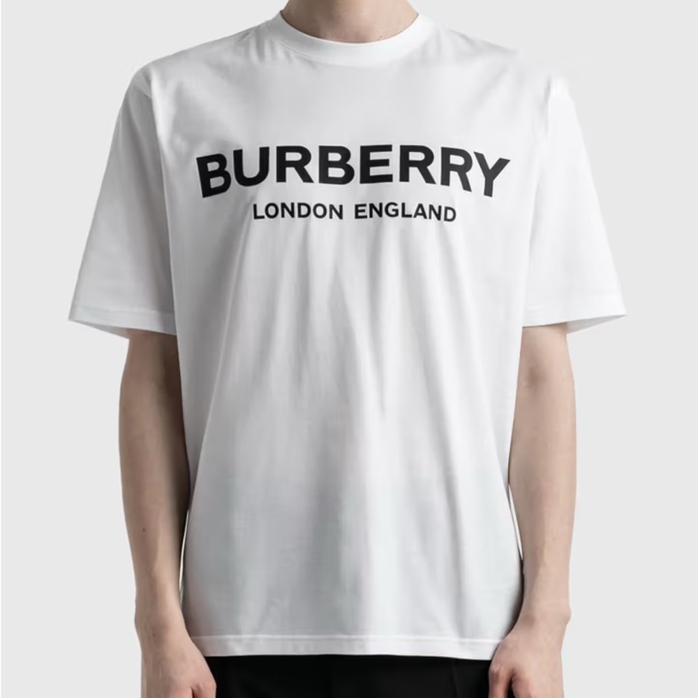 Burberry Cream Tee with Black Logo